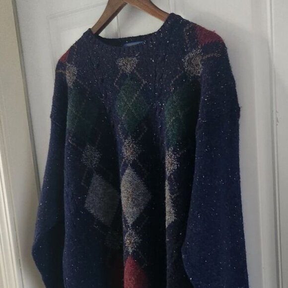 Pendleton Shetland 100% Virgin Wool Blue Argyle Diamond Sweater Mens Size XL - Picture 4 of 9